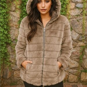 JAN MAYEN Quiet Luxury Down Filled Faux Fur Teddy Coat, 40/S